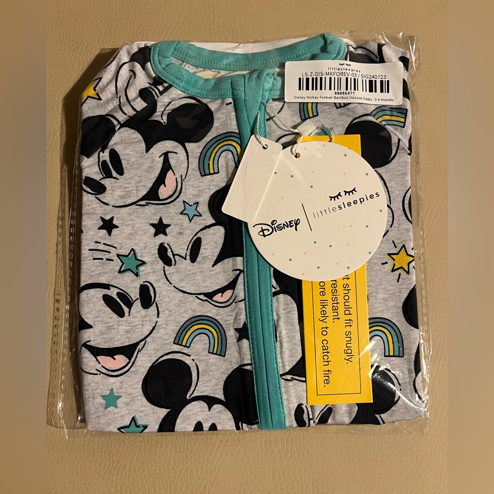 Little Sleepies Mickey Forever Zippy 3-6 months NWT